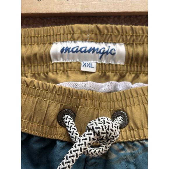 Maamgic XXL Swim Trunks Green Floral Stretch Mesh Lined Elastic Waist Pull-On - Picture 7 of 8